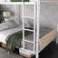 Lit superposé simple TG au-dessus de simple TG, lits superposés détachables industriels avec garde-corps pour adolescents, blanc