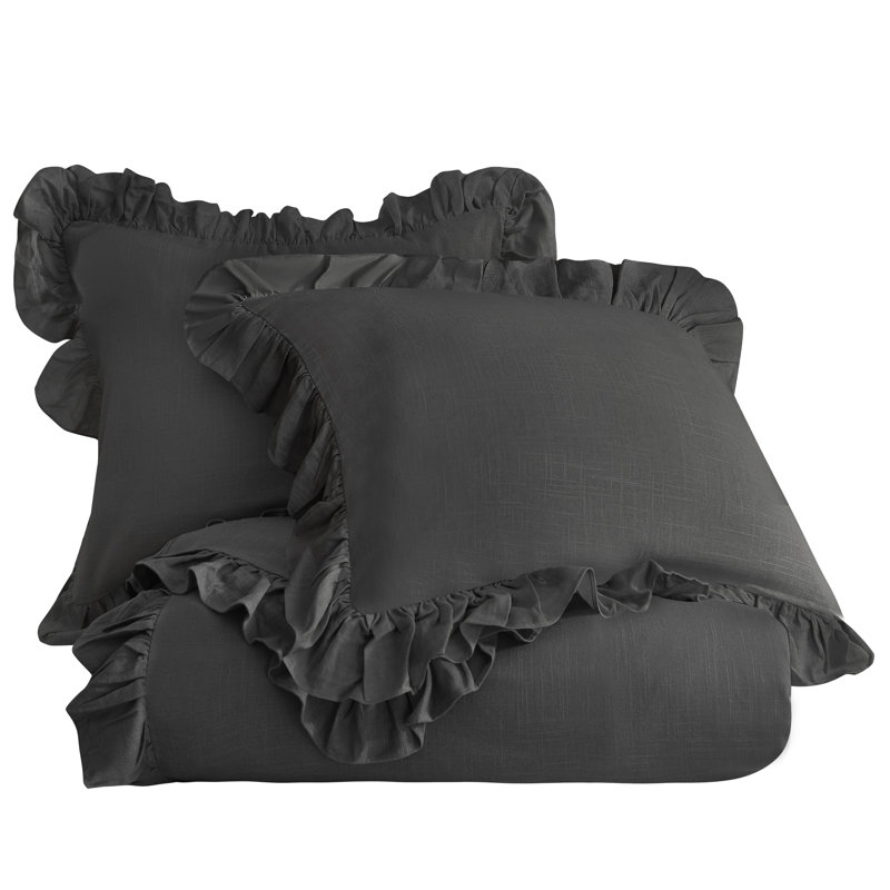 Super Queen Light Gray Cotton Reversible Comforter Set