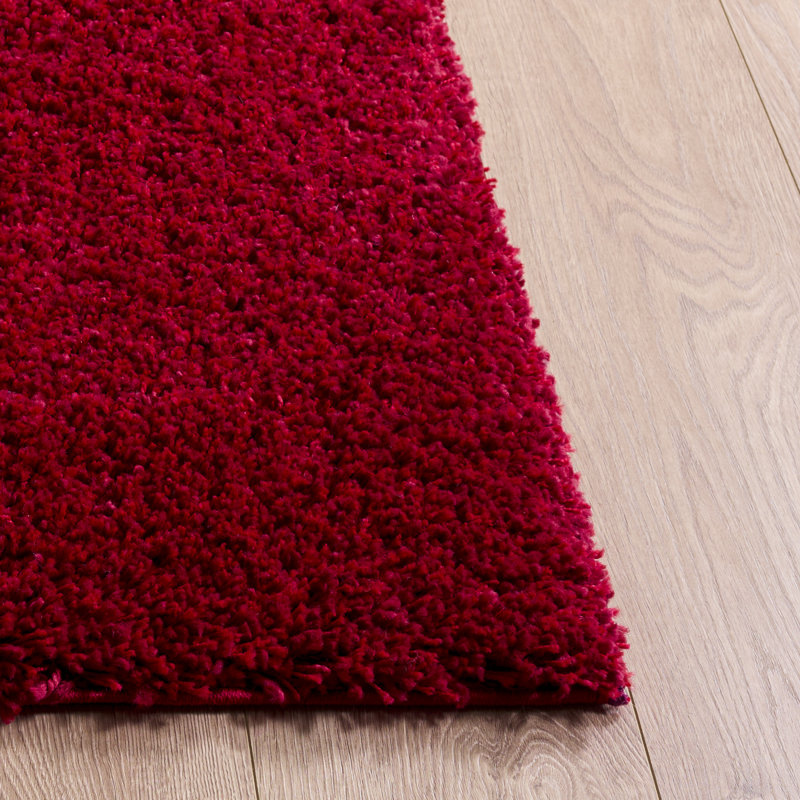 Angeliya Shag Performance Solid Color Rug, Rectangle 5'3" x 7'6", Red