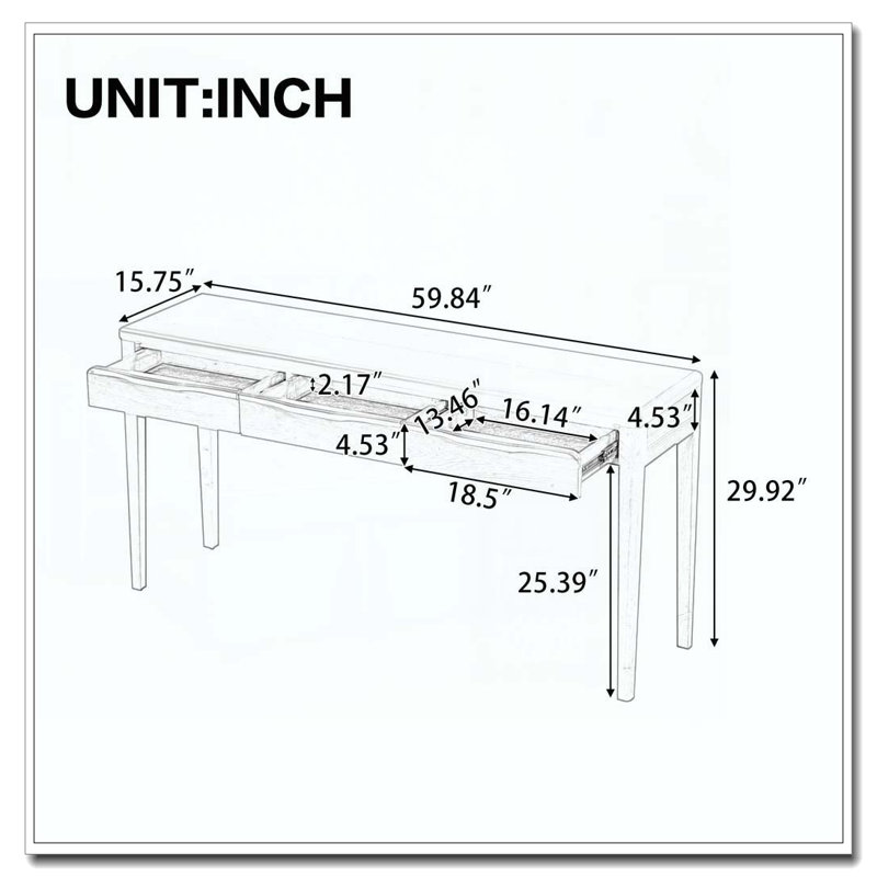 Console élégante 59,84 po, Brun