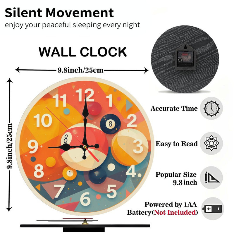 Décoration d'horloge murale colorée rétro