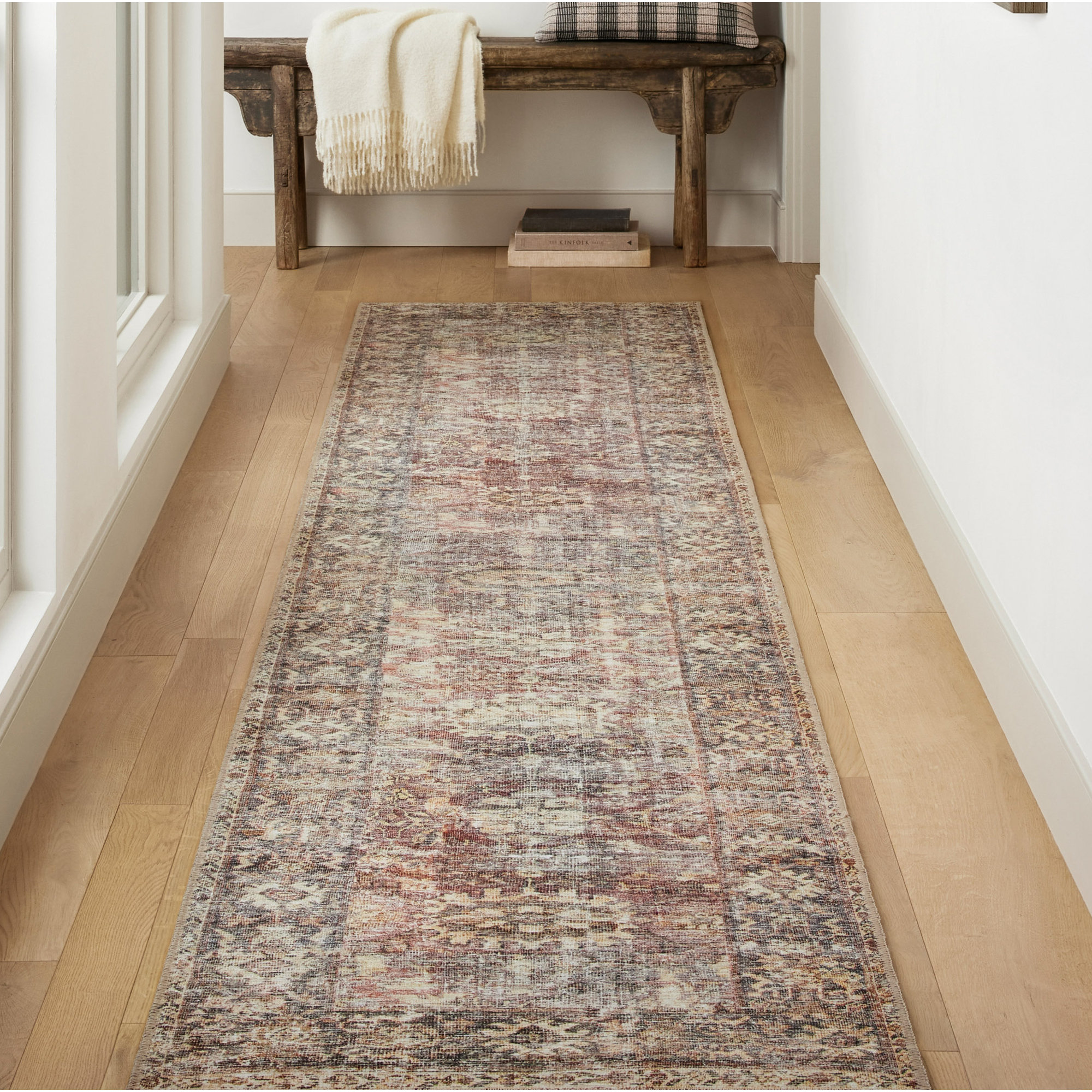 Georgie Oriental Bordeaux/Antique Area Rug, Runner 2'6" x 9'6"