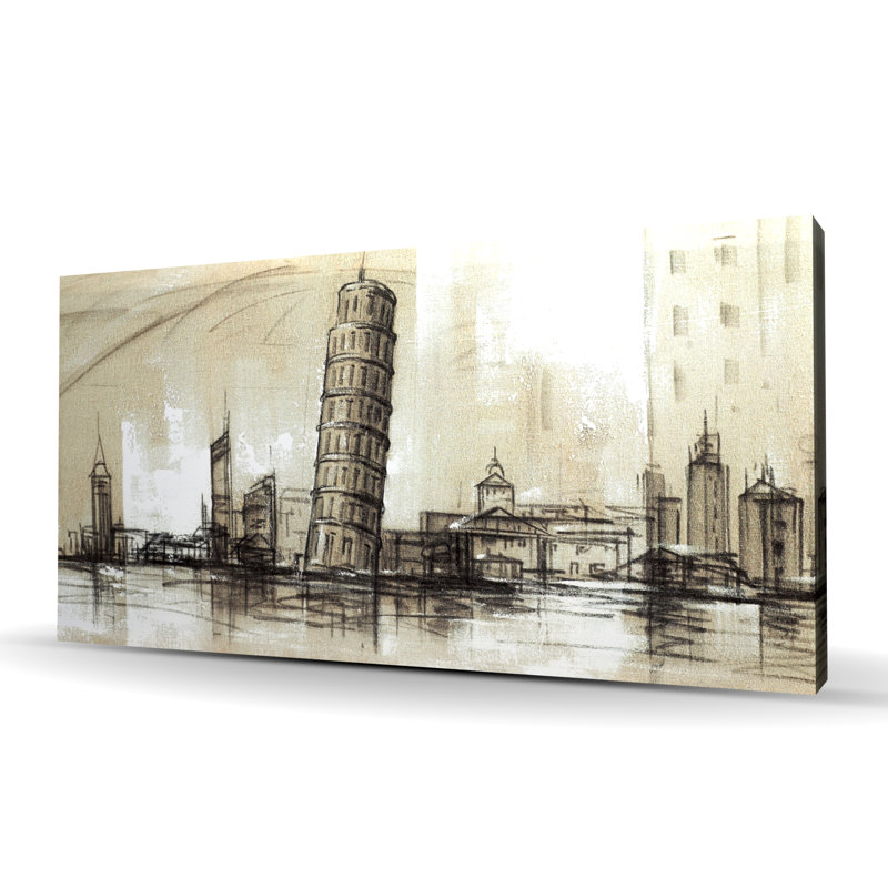 Croquis de Pise Tower - beige, art sur toile pour la décoration intérieure