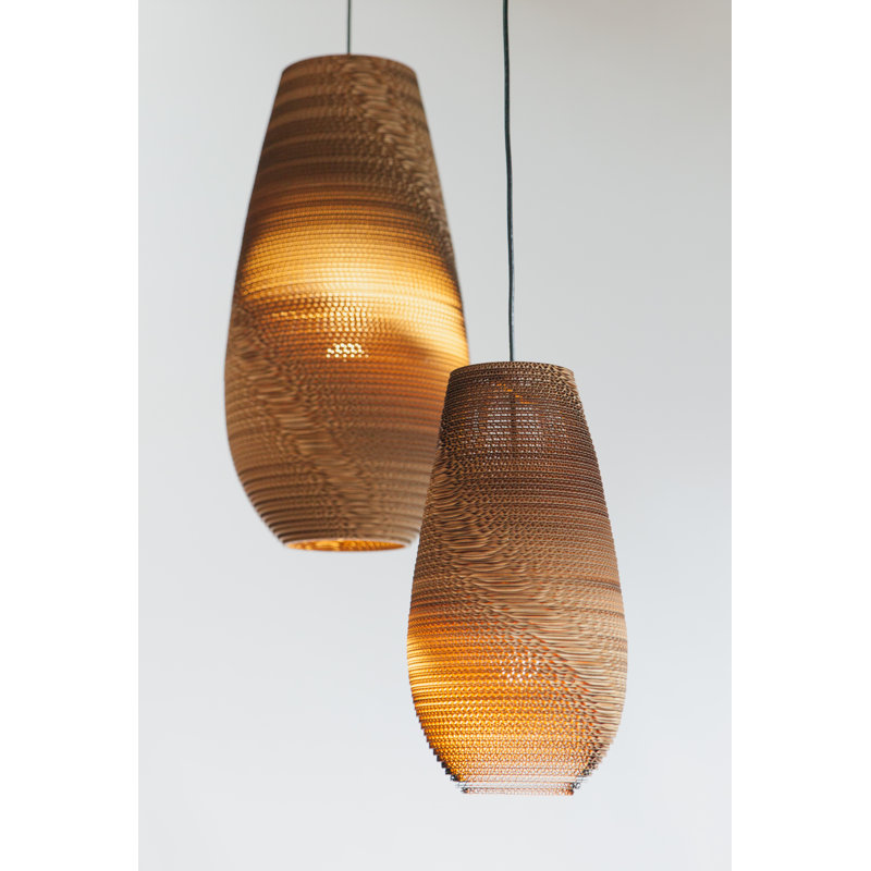 Scraplights Recycled Cardboard Pendant Light - Drop, Natural, 22" H x 12" W x 12" D