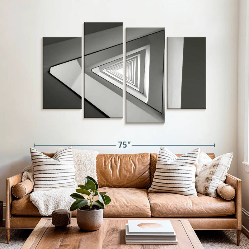 Lilie Infinite Gray Triangles, 42" H x 68" W