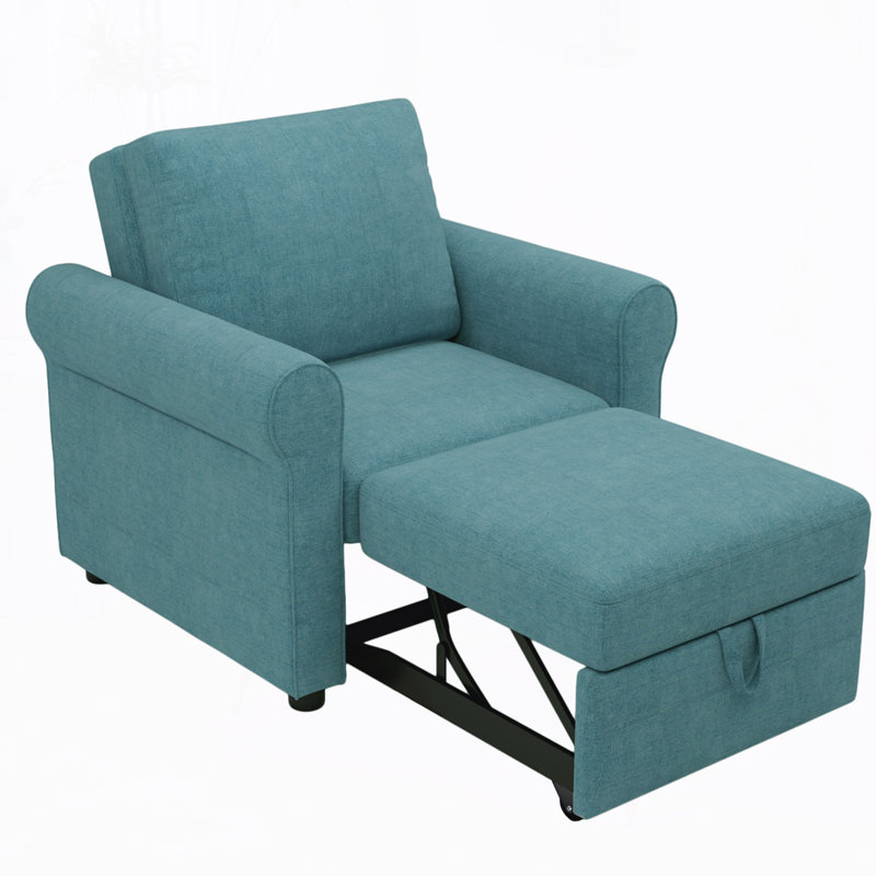 3-in-1 Convertible Chaise Lounger with Adjustable Backrest, Teal