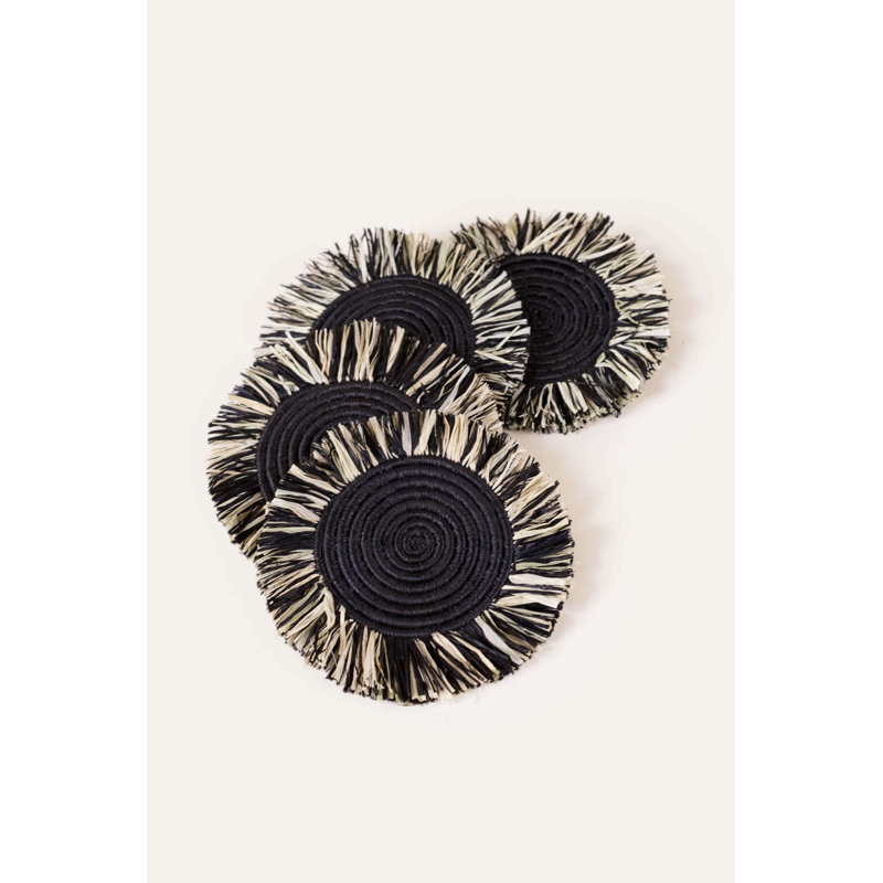 Raffia Fringe Coasters - Set of 4