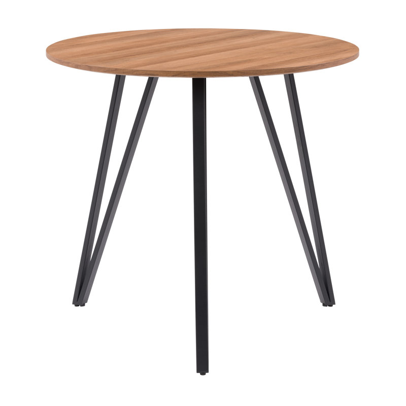 31.5'' Round Metal Base Dining Table, Brown