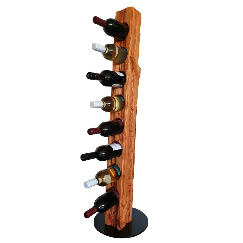Belfry Kitchen - Rustic wine stand, wine rack, wine holder Made of solid wood; Made by hand For 8 bottles of wine; Height 113 Cm, Diameter 30 Cm; Driftwood look; Country style; Decorative unique specimen