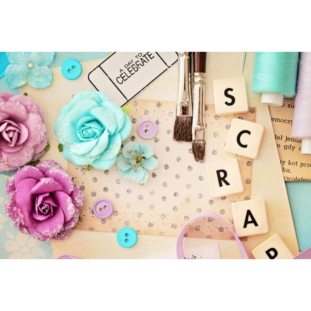 Scrapbooking Elements by Kmn - Wrapped Canvas Photograph