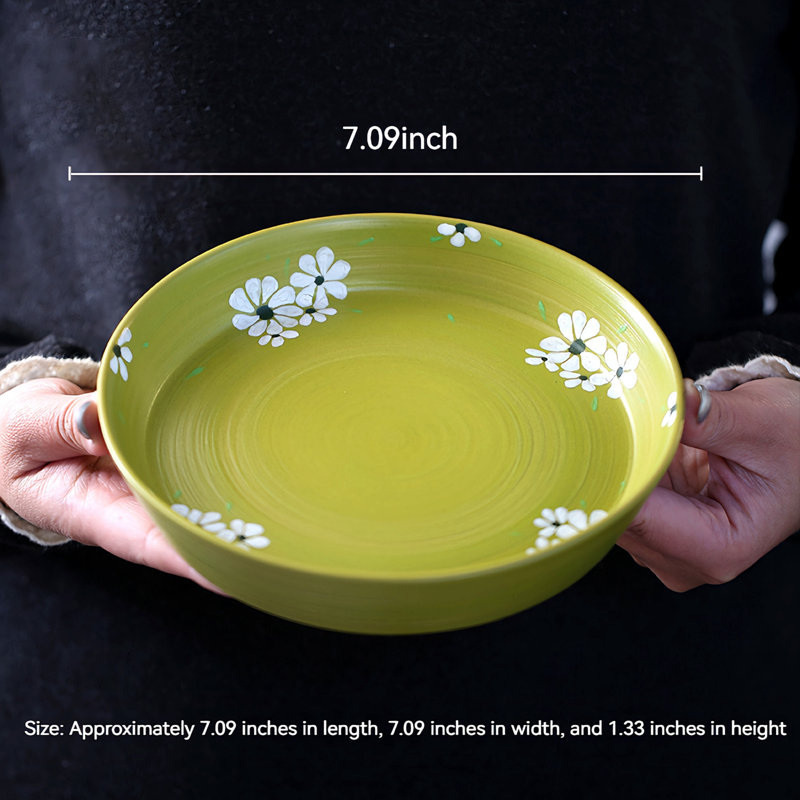 Hand Drawn Daisy Ceramic Tray, Household Chinese Dry Brewing Tray, Tea Set, Coffee Table Tray