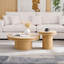 Ensemble de table ronde en panneau de fibres à densité moyenne aggloméré de 19,49 po + 35,43 po pour la salle de réception d'un appartement-129581507