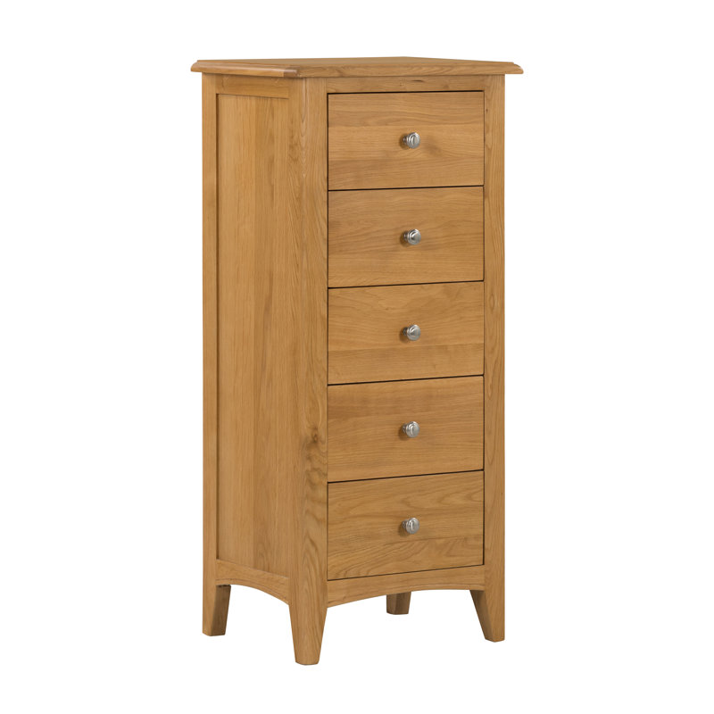 Farah Oak 5 Drawer Narrow Chest