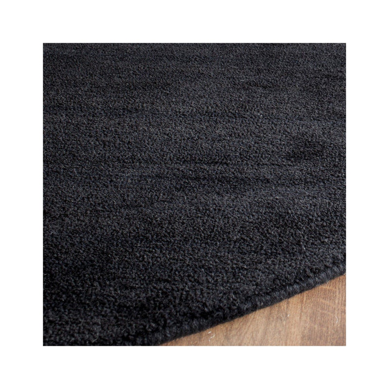 Tapis noir en laine touffeté à la main Frann, Rond 6 pi
