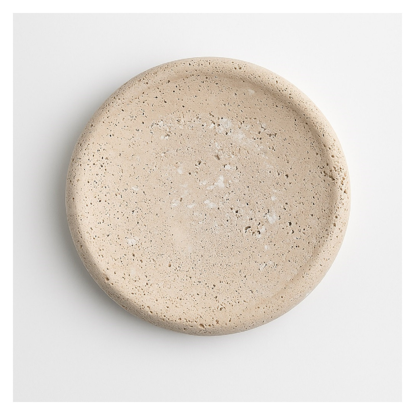 Travertine Small Round Tray Cream, 1.6" H x 10" W x 10" D