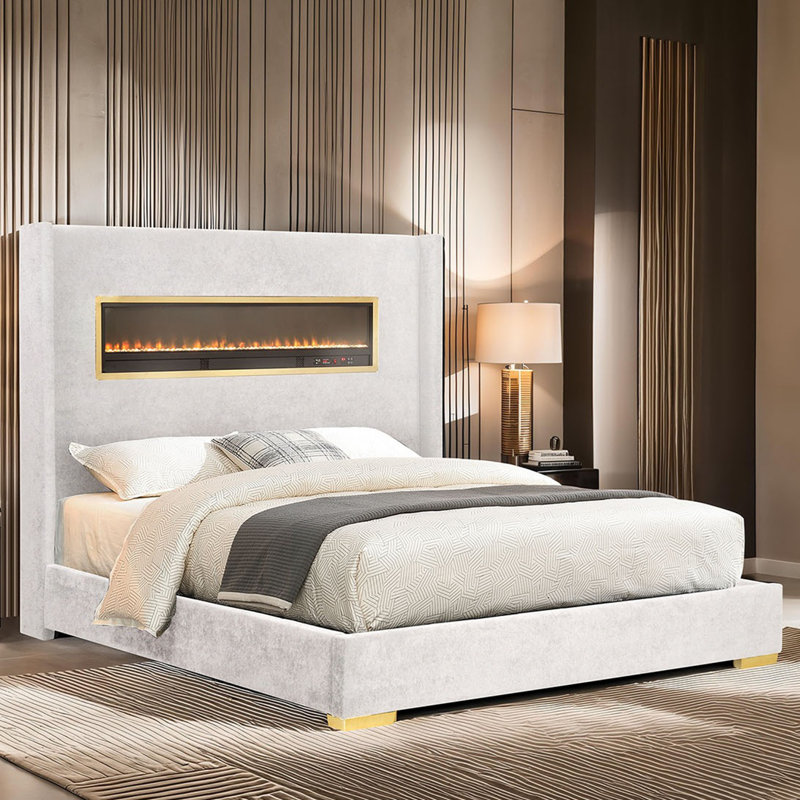 Lit de style contemporain, Blanc, Très grand lit