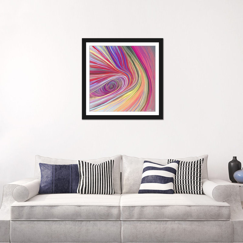 « pure abstract bis », impression sur toile tendue, Papier d'art encadré noir, Blanc, H 16 po x l 16 po x P 1 po