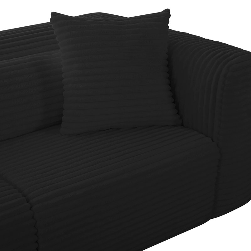 Canapé modulaire surdimensionné en velours côtelé noir Tov Furniture