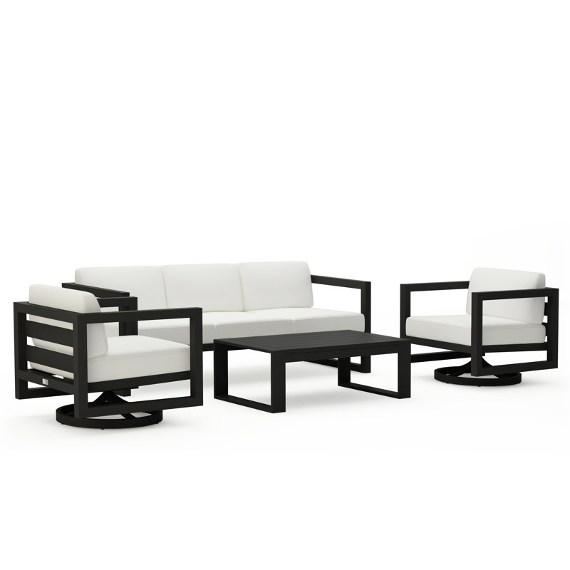Avion 4 Piece Sofa Set With Swivel, Slate, Canvas Natural Sunbrella® Canvas