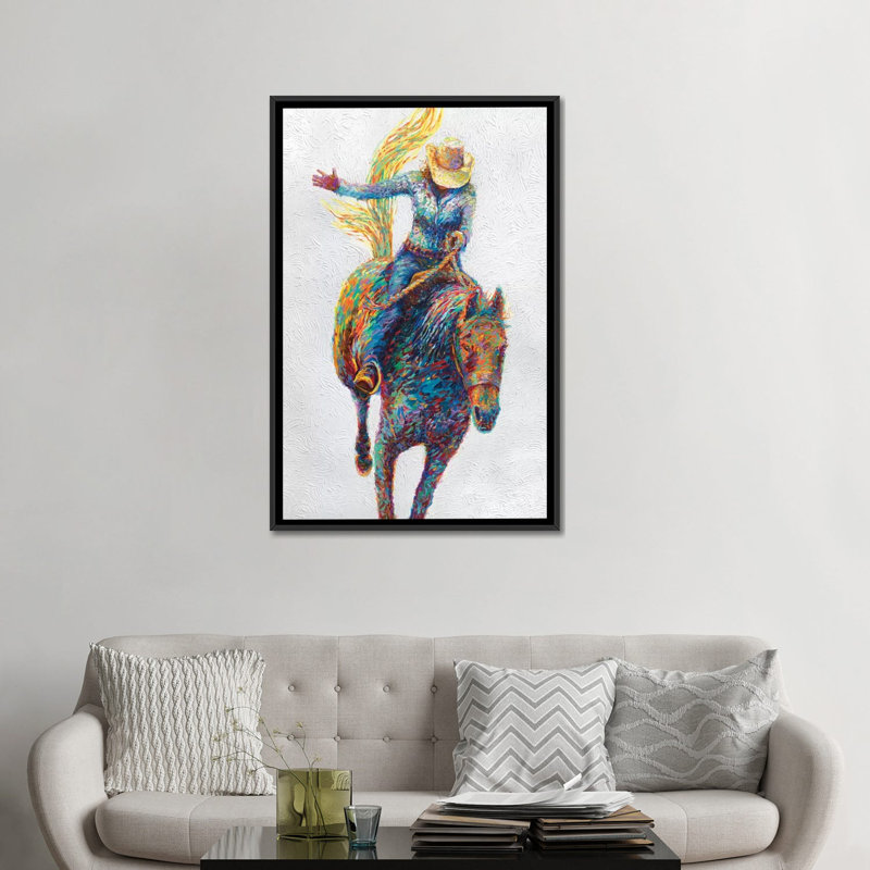 " Rodeo " by Iris Scott, 48" H x 32" W x 1.5" D, Black Framed Canvas, No Mat