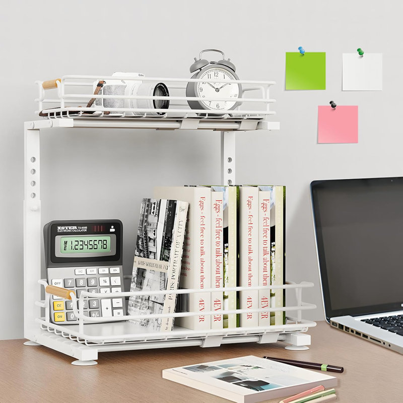 2-Tier Sliding Under Sink Organizer With Adjustable Height For Kitchen/Bathroom Cabinets
