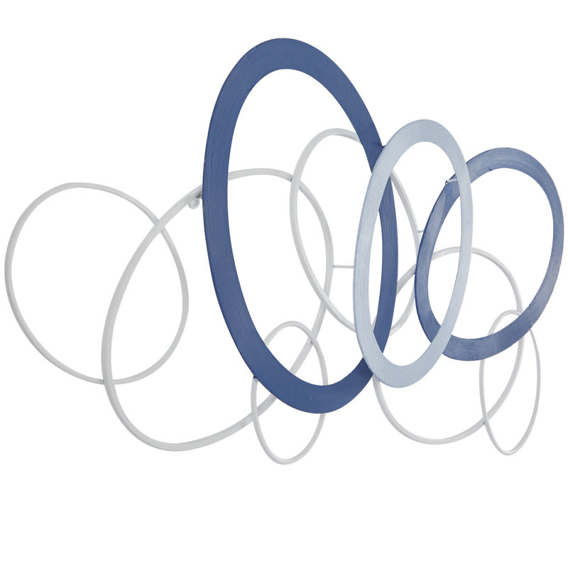 Metal Overlapping Oval Geometric Blue Wall Decor