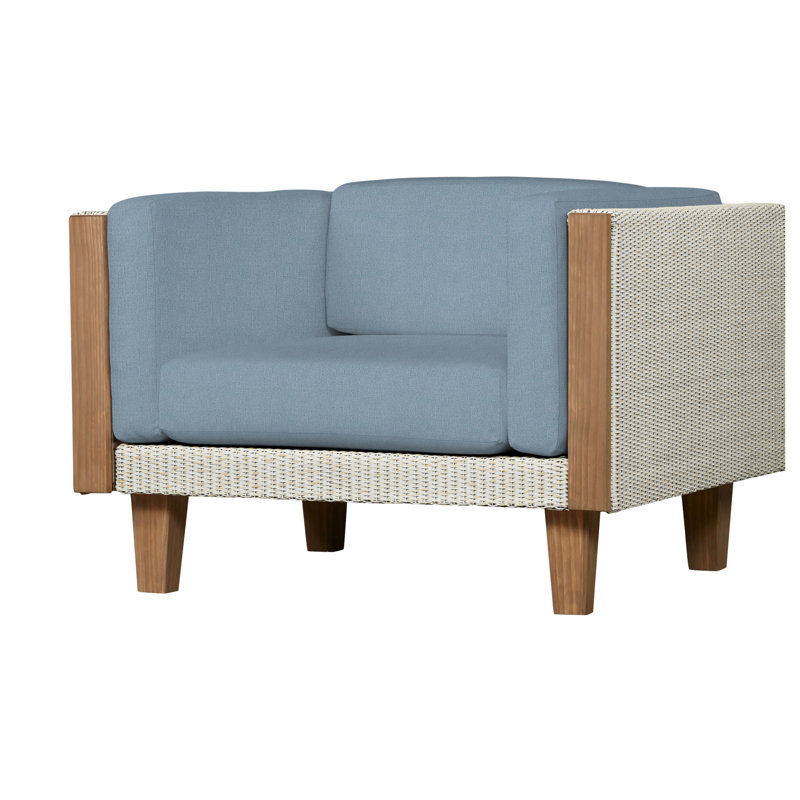 Catalina Outdoor Teak Lounge Chair, Demo Mist, Antique White