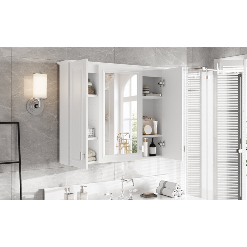 Dans 1 armoire à pharmacie avec rangement, salle de bain moderne en bois MDF de 35 pouces