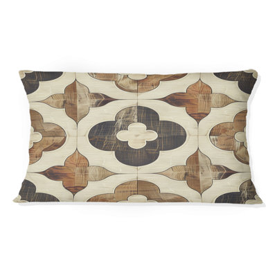 Coussin brun à motif quadrilobe I - Mid-Century