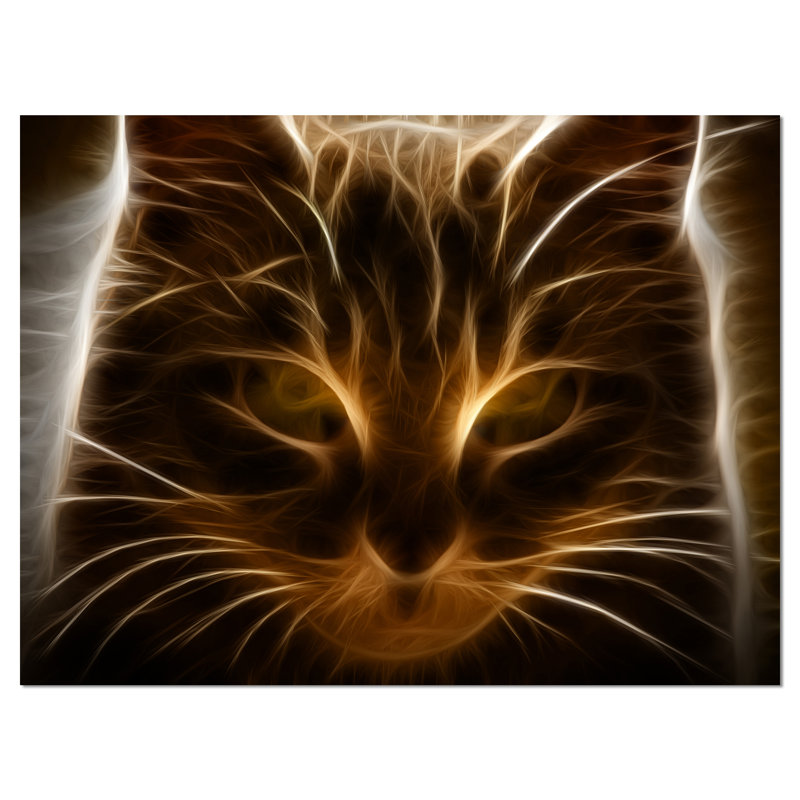 Glow Fractal Cat Illustration - impression sur toile tendue, H 8 po x l 12 po
