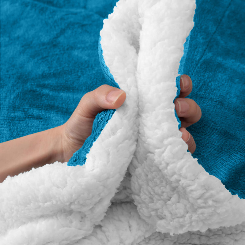 Misuzu Super Soft Reversible Sherpa Fleece Blanket, King, Teal