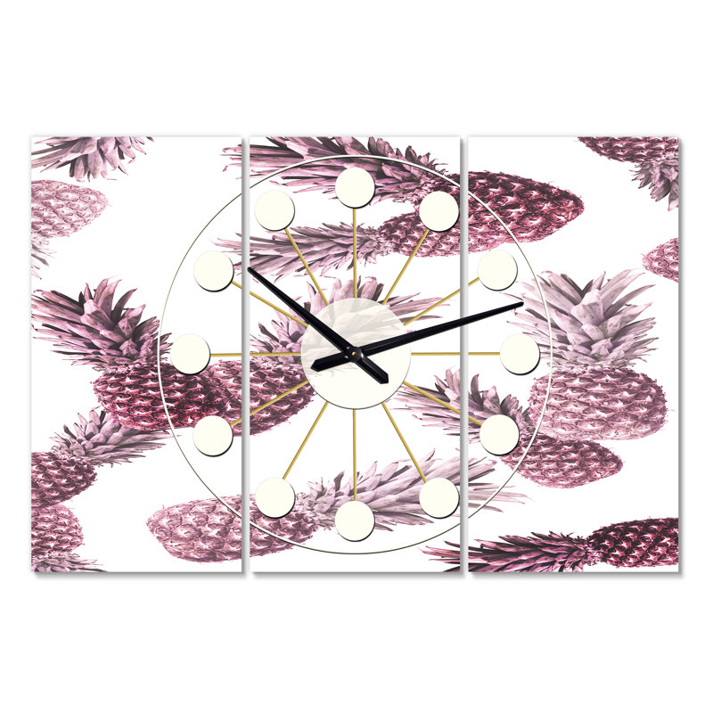 Horloge murale surdimensionnée mid-century, Blanc / Bourgogne