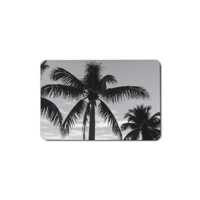 Tapis de bain noir et blanc à motif de palmiers 16 x 24, style épuré pour porte de douche