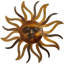  Décoration murale - Décoration murale 35 pouces face au soleil et motif soleil levant, or rustique et métal noir antique