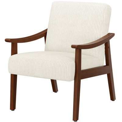 Modern Accent Chair Upholstered Armchair with Solid Wood Legs