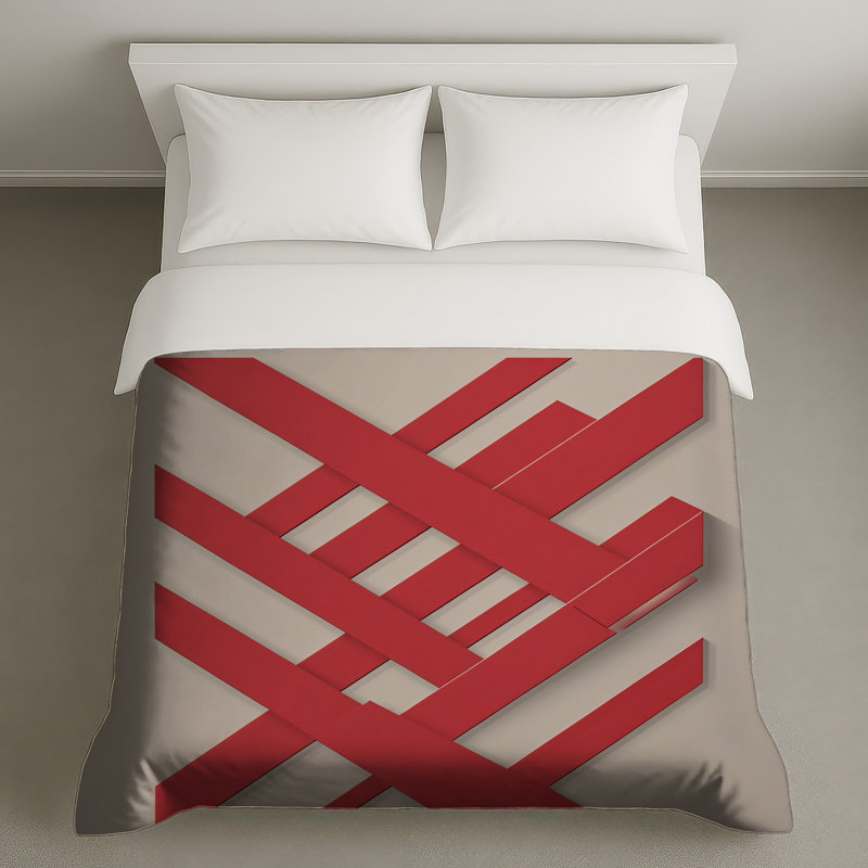 Red Diagonal Stripes Duvet Covers, King