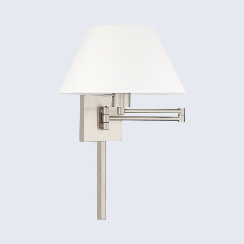 Mckella Swing Arm Sconce, Brushed Nickel, Off-White