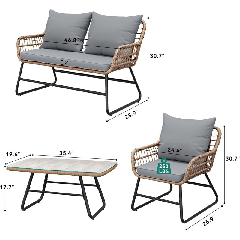 60cm Wide Curved Patio Sofa