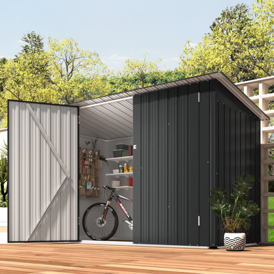 7 ft. 6 in. W x 4 ft. D Metal Horizontal Storage Shed -  AECOJOY, 16326GR-W02