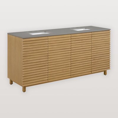 Meuble-lavabo double 72 po avec comptoir en quartz Linnea