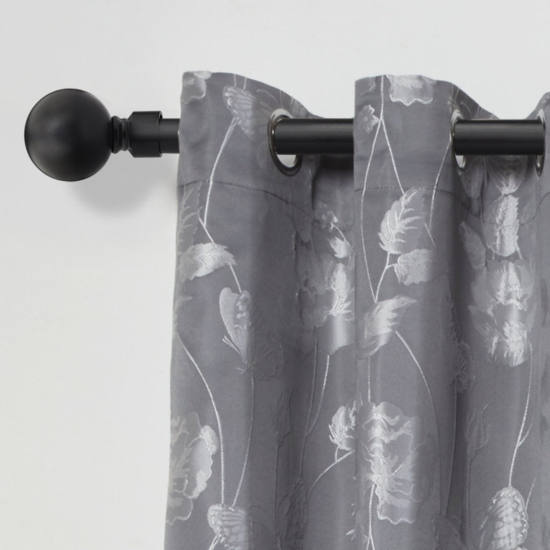 Abe Riegelsville Ball Extendable Eyelet Curtain Pole and Hardware Set, Matt Black, 1.2 - 2.1m