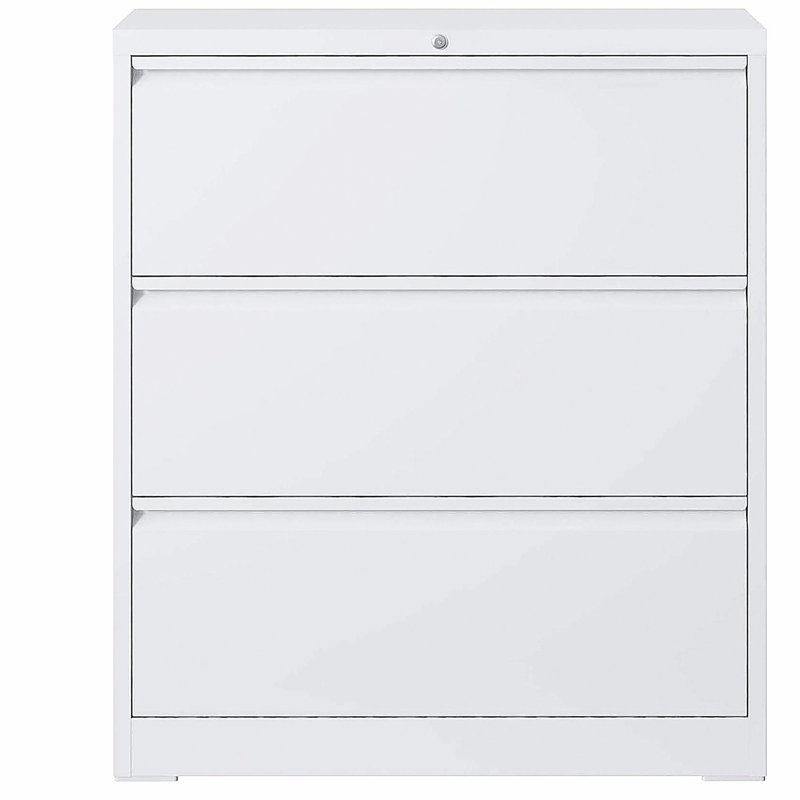 3 Drawer Lateral File Cabinet, 35.4 Inch Wide Metal Filing Cabinet, Locking Heavy Duty File Cabinet for Home Office, Anti-Tip Safety Interlock, Vertical Storage for Letter/Legal/A4 Files