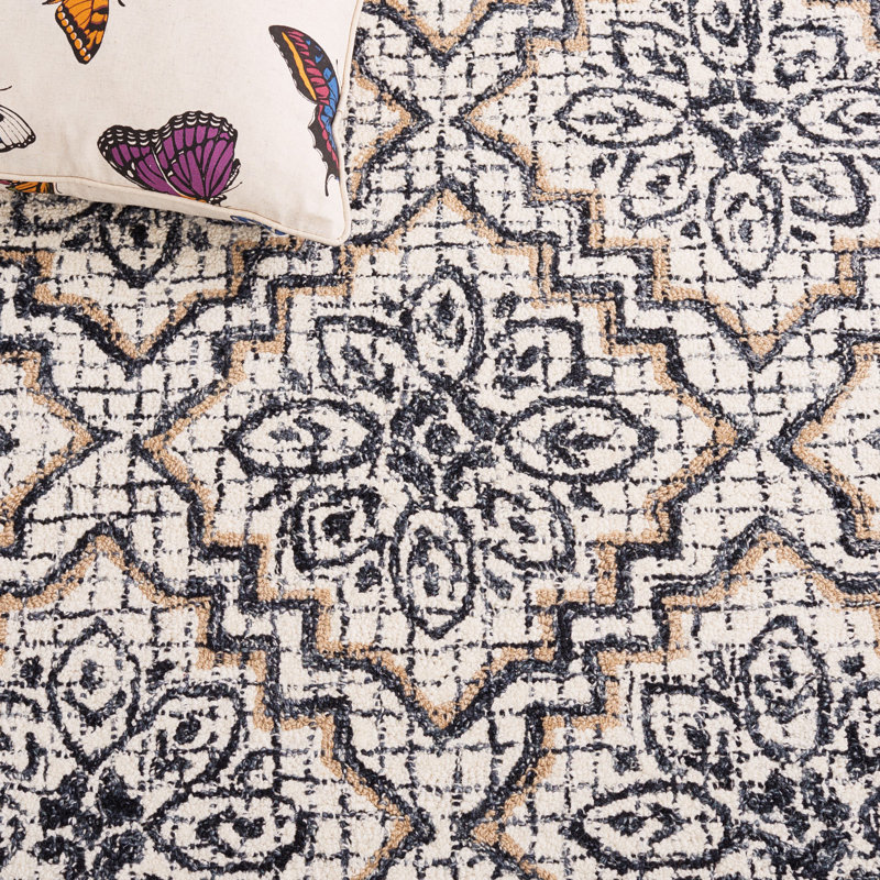 Abstract Hand Tufted Wool, Cotton Geometric Rug, Rectangle 8' x 10'