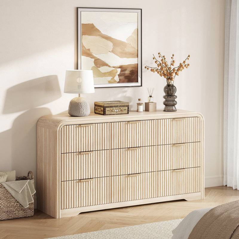 Commode 9 tiroirs Moreno, Oak Wood