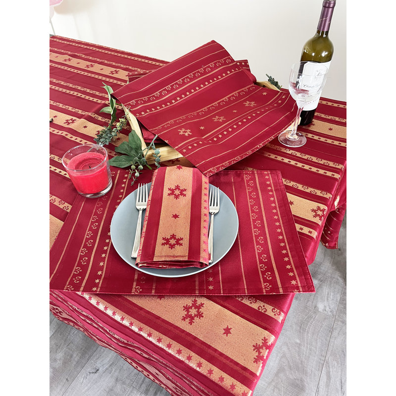 Red Metallic Snowflake Holiday 20" Cloth Napkins, Set Of 4, 70" x 70"