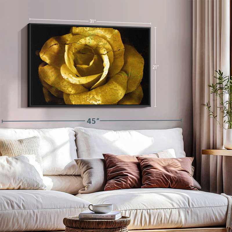 Floral et botanique «Golden Rose Wall Art», H 21 po x l 31 po