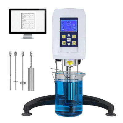 Digital Rotary Viscometer, 10-2,000,000 Mpa.s(cp) ±2% Accuracy, 100-240v Rotational Viscosity Meter With 4 Rotors & Temperature Probe, Lcd Display Lab Viscometer For Fluid Testing