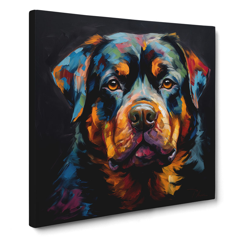 Rottweiler Abstract Expressionism No.2 - Wrapped Canvas - Framed Print, 50cm H x 50cm W x 3cm D