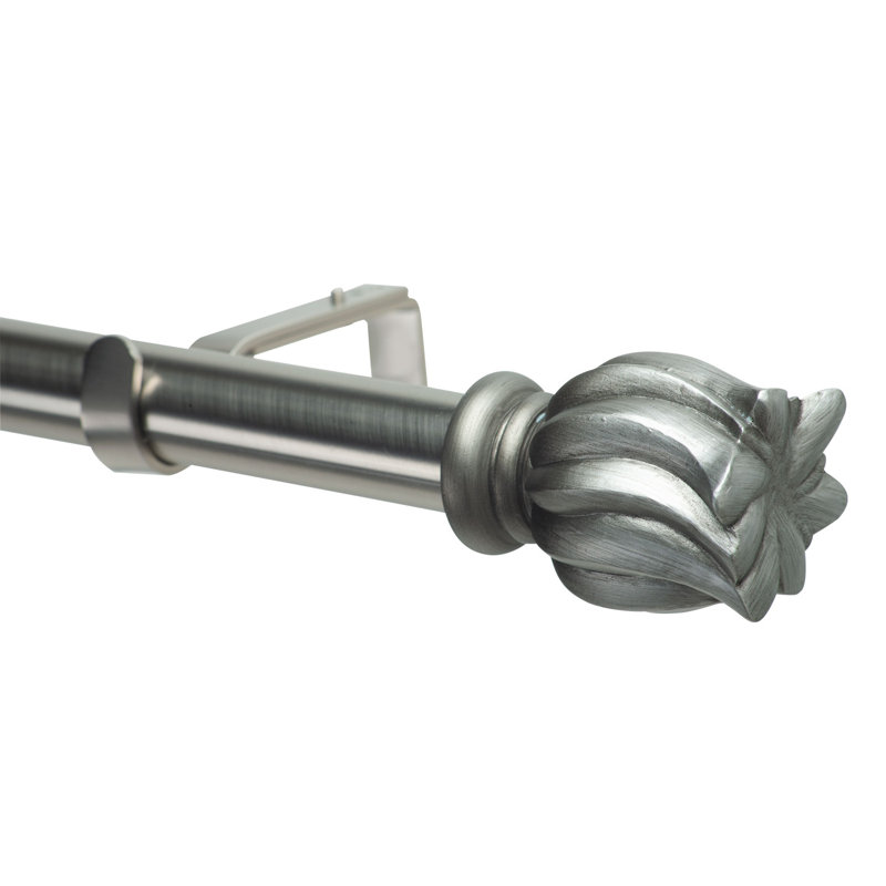 Delauny Single Curtain Rod, 3.5" H x 120" W x 5.25" D, Black