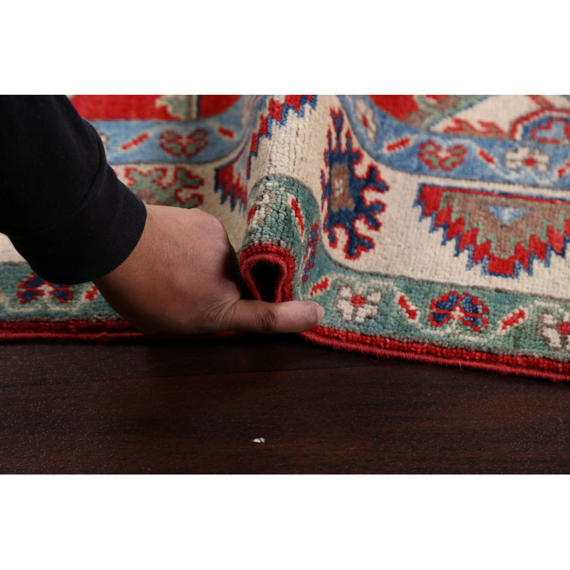 Tapis oriental géométrique Kazak noué à la main 3 x 5